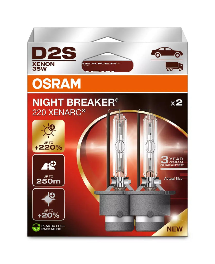 D2S OSRAM 66240XN2 NIGHT BREAKER 220 XENARC HID XENON BULBS (2 PACK)