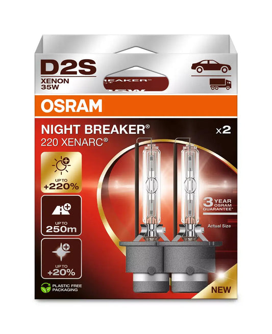 D2S OSRAM 66240XN2 NIGHT BREAKER 220 XENARC HID XENON BULBS (2 PACK)